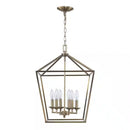 Weyburn 6-Light Brushed Brass Farmhouse Chandelier Light Fixture with Caged Metal Shade - 1006324082
