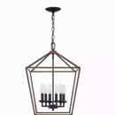 Weyburn 6-Light Black and Faux Wood Farmhouse Chandelier Light Fixture with Caged Metal Shade - 1006324084