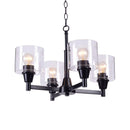 Oron 4-Light Black Reversible Chandelier with Clear Glass Shades, Dining Room Chandelier - 1006324281