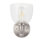Evelyn 6 in. 1-Light Brushed Nickel Industrial Indoor Wall Sconce with Clear Seeded Glass Shade - 1006324394