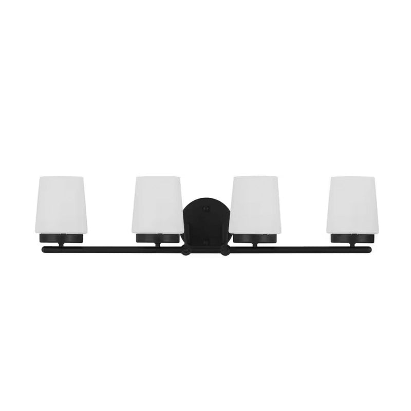 Jackson Park 28 in. 4-Light Matte Black Integrated LED Bathroom Vanity Light Bar with Frosted Glass - 1006325072