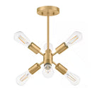 Leonie 16.25 in. 6-Light Brushed Gold Sputnik Semi-Flush Mount, Industrial Ceiling Light - 1006325383