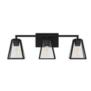 Mackenzie Place 24 in. 3-Light Matte Black Modern Bathroom Vanity Light with Clear Glass Shades - 1006325784