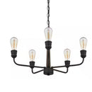 Palermo Grove 24 in. 5-Light Black Coastal Chandelier with Dark Wood Accents for Dining and Kitchen - 1006326169