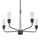 Palermo Grove 24 in. 5-Light Black Coastal Chandelier with Light Oak Accents for Dining and Kitchen - 1006326286