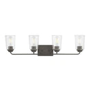 Evangeline 32-3/8 in. 4-Light Modern Bronze Farmhouse Bathroom Vanity Light with Clear Seeded Glass Shades - 1006326365
