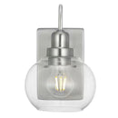 Halyn 4.5 in. 1-Light Brushed Nickel Indoor Wall Sconce with Clear Glass Shade - 1006326580
