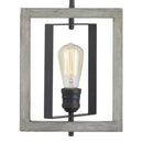 Palermo Grove 1-Light Graphite Mini-Pendant, Rustic Farmhouse Rectangular Hanging Light with Bleached Oak Accents - 1006326624