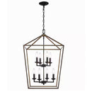 Weyburn 8-Light Black and Faux Wood Farmhouse Chandelier Light Fixture with Caged Metal Shade - 1006326792