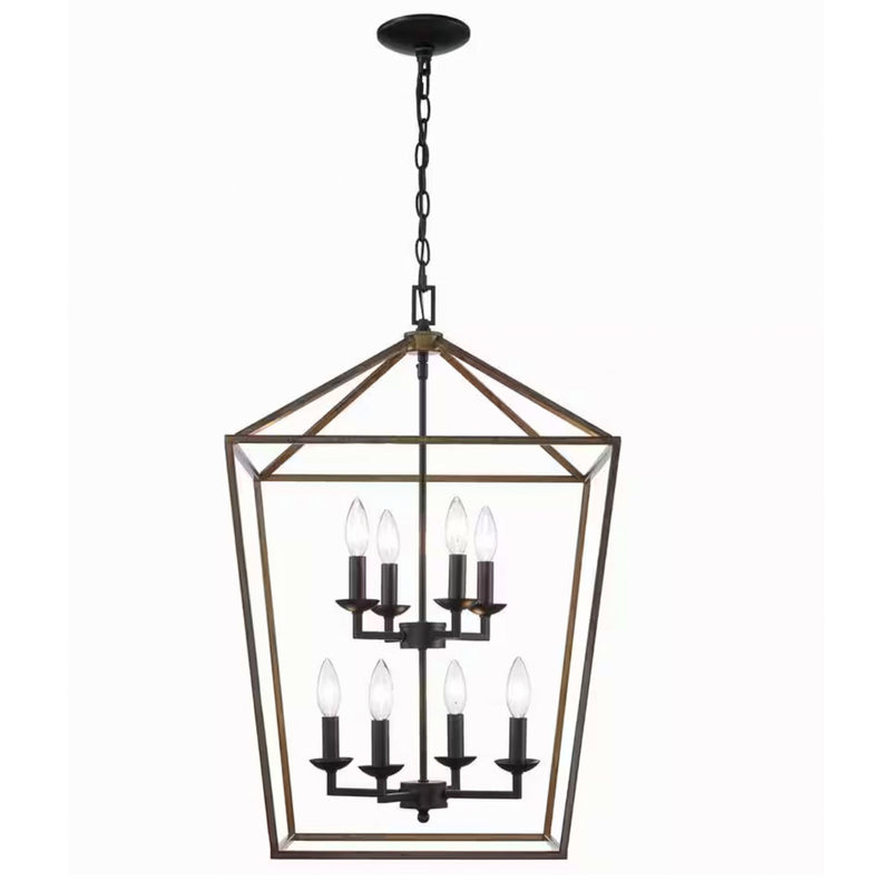 Home Decorators Collection 86201 FW-BK Lámpara Araña Weyburn 8 Luces Negro/Madera | MiOfertas