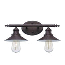 Glenhurst 16 in. 2-Light Industrial Farmhouse Bronze Bathroom Vanity Light Fixture with Metal Shades - 1006327867