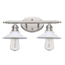 Glenhurst 16 in. 2-Light Industrial Farmhouse White and Brushed Nickel Bathroom Vanity Light Fixture with Metal Shades - 1006327871