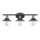 Glenhurst 25 in. 3-Light Industrial Farmhouse Black and Brass Bathroom Vanity Light Fixture with Metal Shades - 1006327892