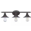 Glenhurst 25 in. 3-Light Industrial Farmhouse Bronze Bathroom Vanity Light Fixture with Metal Shades - 1006327904
