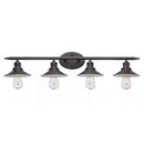 Glenhurst 34 in. 4-Light Industrial Farmhouse Black Bathroom Vanity Light Fixture with Metal Shades - 1006327935