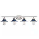 Glenhurst 34 in. 4-Light Industrial Farmhouse Cobalt and Brushed Nickel Bathroom Vanity Light Fixture with Metal Shades - 1006328016
