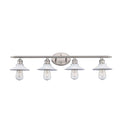 Glenhurst 34 in. 4-Light Industrial Farmhouse White and Brushed Nickel Bathroom Vanity Light Fixture with Metal Shades - 1006328026