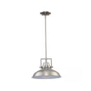 Wilhelm 12 in. 1-Light Brushed Nickel Industrial Farmhouse Pendant Light Fixture with Metal Shade - 1006328067