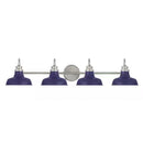 Elmcroft 38 in. 4-Light Brushed Nickel Farmhouse Vanity with Cobalt Blue Metal Shades - 1006331637