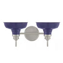 Elmcroft 18.25 in. 2-Light Brushed Nickel Farmhouse Vanity with Cobalt Blue Metal Shades - 1006331638