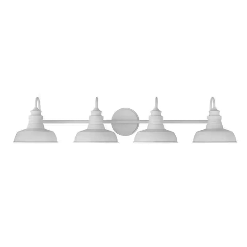Elmcroft 38 in. 4-Light Designer White Farmhouse Vanity with Metal Shades - 1006331651