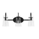Vinton Place 22 in. 3-Light Matte Black Bathroom Vanity Light with Clear Shades - 1006347287