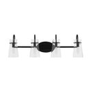 Vinton Place 31 in. 4-Light Matte Black Bathroom Vanity Light with Clear Glass Shades - 1006347288