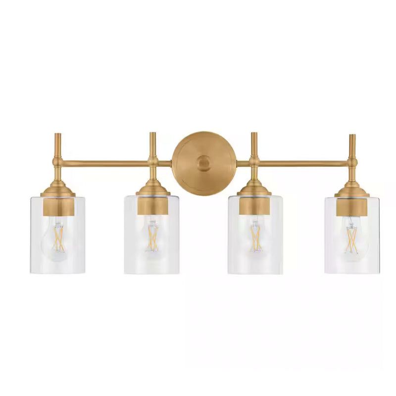 Ayelen 4-Light Brushed Matte Brass Modern Bathroom Vanity Light - 1006354962
