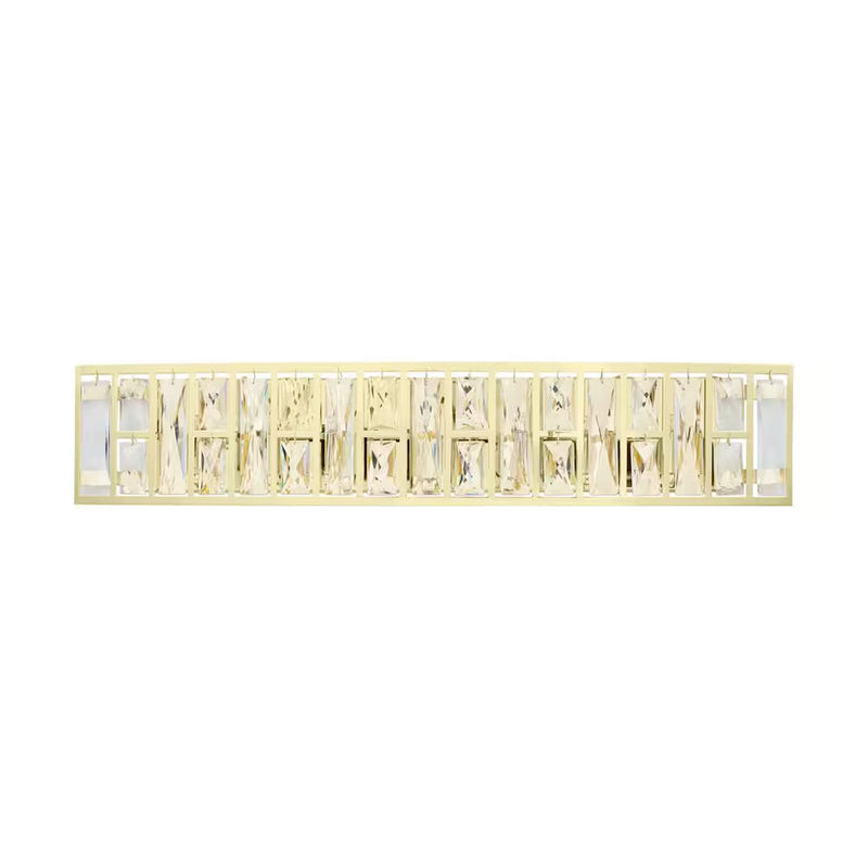 Kristella 7-Light Soft Gold Bathroom Vanity Light with Clear Glass - 1006356349