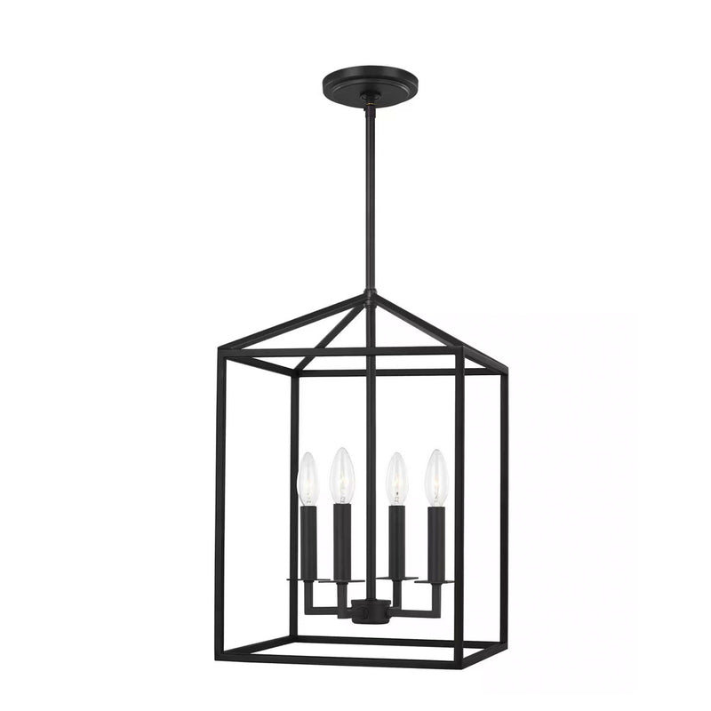 Perryton Small 12.25 in. 4-Light Smooth Midnight Matte Black Modern Transitional Candlestick Hanging Pendant - 1006359939