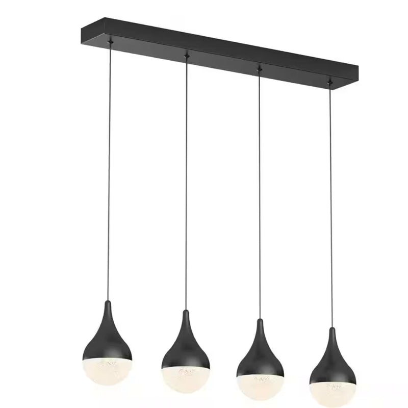 Glitzer 24-Watt 4 Light Black Modern Integrated LED Pendant Light Fixture for Dining Room or Kitchen - 1006360136