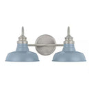 Elmcroft 18.25 in. 2-Light Brushed Nickel Farmhouse Vanity with Slate Blue Metal Shades - 1006403091