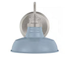 Elmcroft 7.63 in. 1-Light Brushed Nickel Farmhouse Wall Sconce with Slate Blue Metal Shade - 1006403094