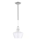 1-Light Polished Nickel Mini-Pendant Hanging Light with Clear Glass Shade - 1006458003
