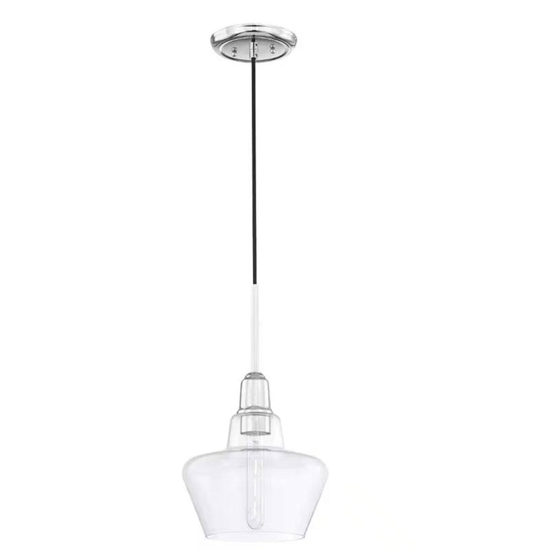 1-Light Polished Nickel Mini-Pendant Hanging Light with Clear Glass Shade - 1006458003