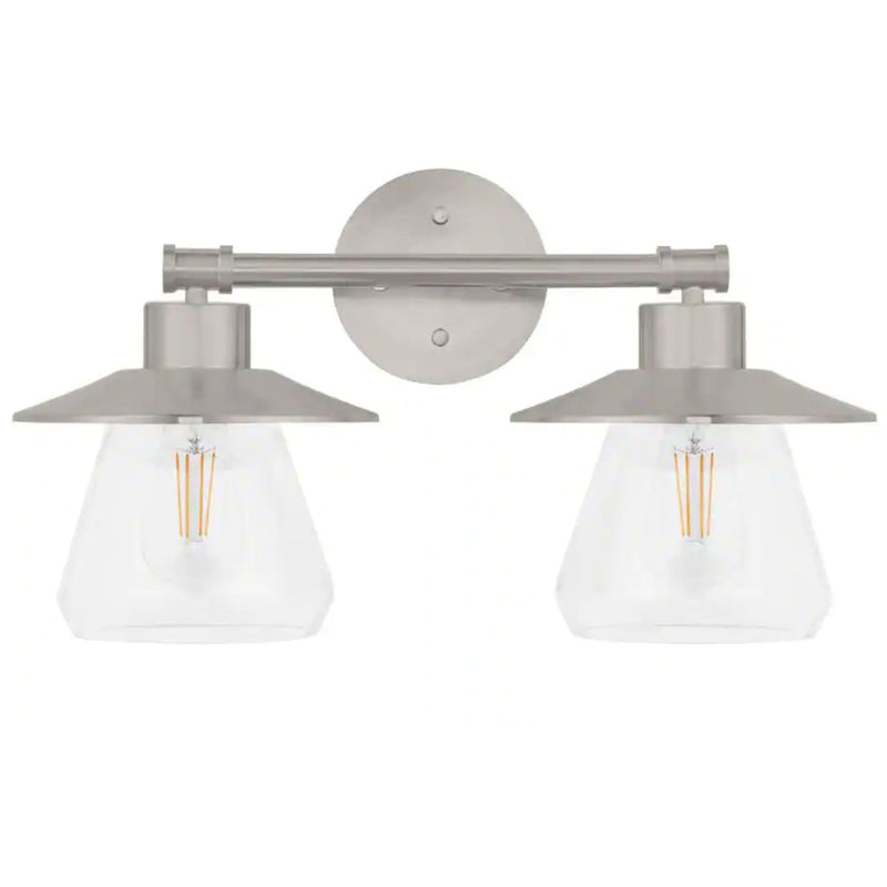 Northmoore 18.9 in 2-Light Brushed Nickel Farmhouse Bathroom Vanity Light - 1006485788