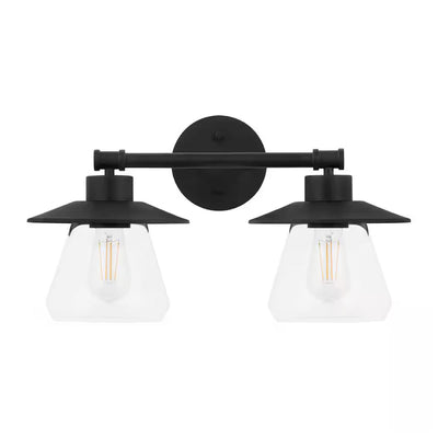 Northmoore 18 in 2-Light Black Farmhouse Bathroom Vanity Light - 1006493222