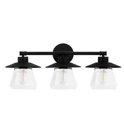 Hampton Bay 65173 26" Lámpara de Tocador Negra Estilo Granja 3 Luces | MiOfertas