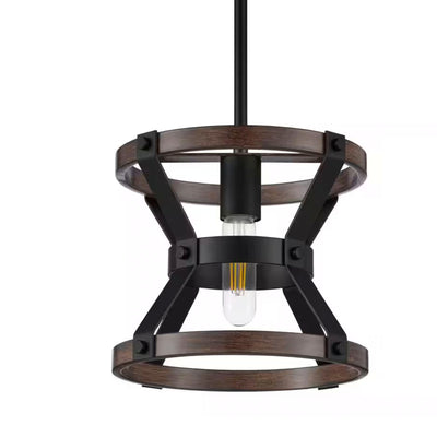 Hampton Bay HB3686-43 1-Luz Negro Mate Mini-Colgante con Madera | MiOfertas