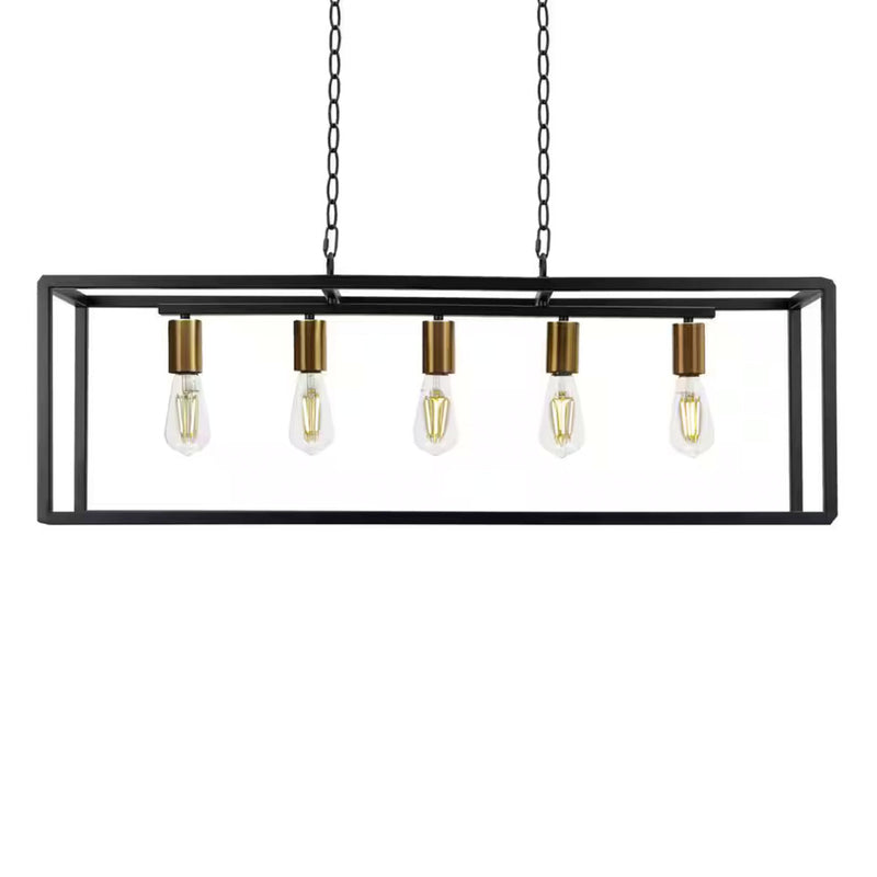 Palermo 5-Light Black and Brass Island Chandelier - 1006632168