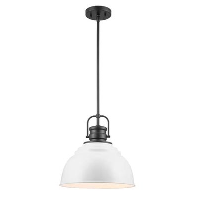 Home Decorators Collection 20190724117WHBK 13" Lámpara Colgante Estilo Granja Blanco y Negro | 20190 | MiOfertas
