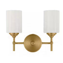 Ayelen 13 in. 2-Light Matte Brass Bathroom Vanity Light with Opal White Glass Shades - 1006712548