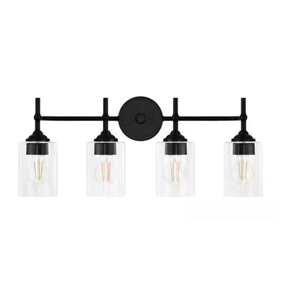 Home Decorators Collection 39343-HBBC Lámpara de Tocador Ayelen Negra 25" con 4 Luces y Vidrio Trans | MiOfertas