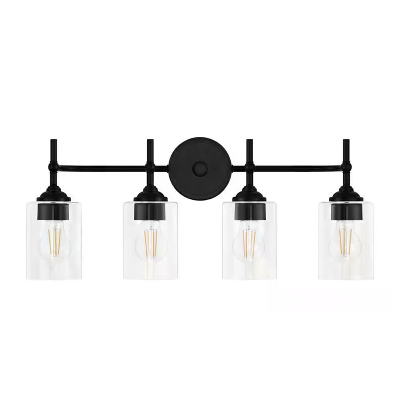 Home Decorators Collection 39343-HBBC Lámpara de Tocador Ayelen Negra 25" con 4 Luces y Vidrio Trans | MiOfertas