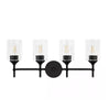 Home Decorators Collection 39343-HBBC Lámpara de Tocador Ayelen Negra 25" con 4 Luces y Vidrio Trans | MiOfertas