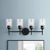 Home Decorators Collection 39343-HBBC Lámpara de Tocador Ayelen Negra 25" con 4 Luces y Vidrio Trans | MiOfertas