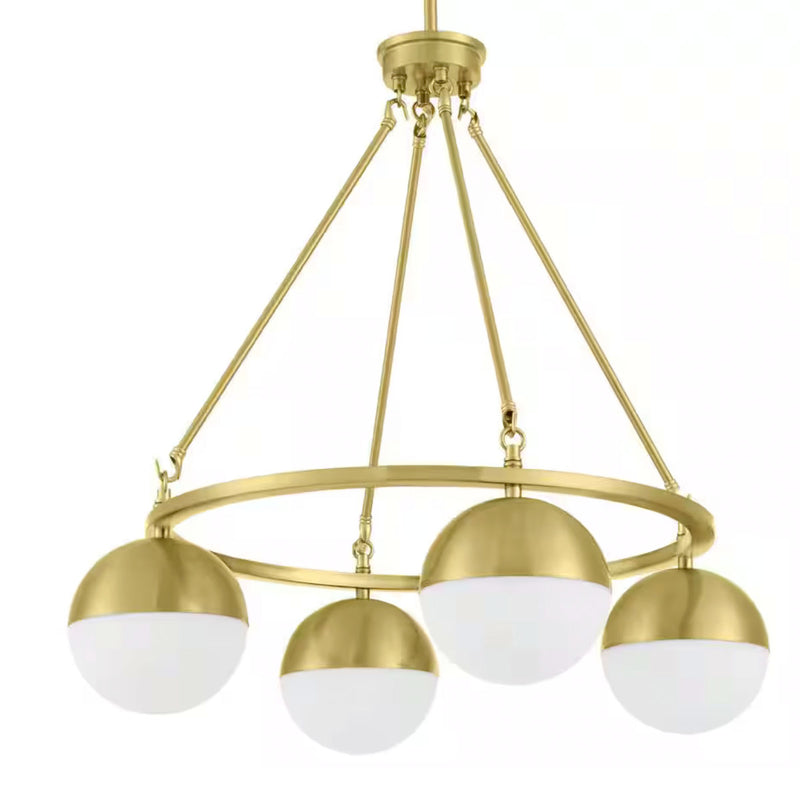 Palla 4-Light Gold Globe Chandelier with Frosted Glass Shade - 1007077808