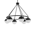 Palla 6-Light Black Globe Chandelier with Frosted Glass Shade - 1007077809