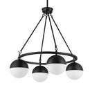 Palla 4-Light Black Globe Chandelier with Frosted Glass Shade - 1007077811
