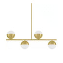 Palla 4-Light Gold Globe Linear Pendant Light with Frosted Glass Shade - 1007077812